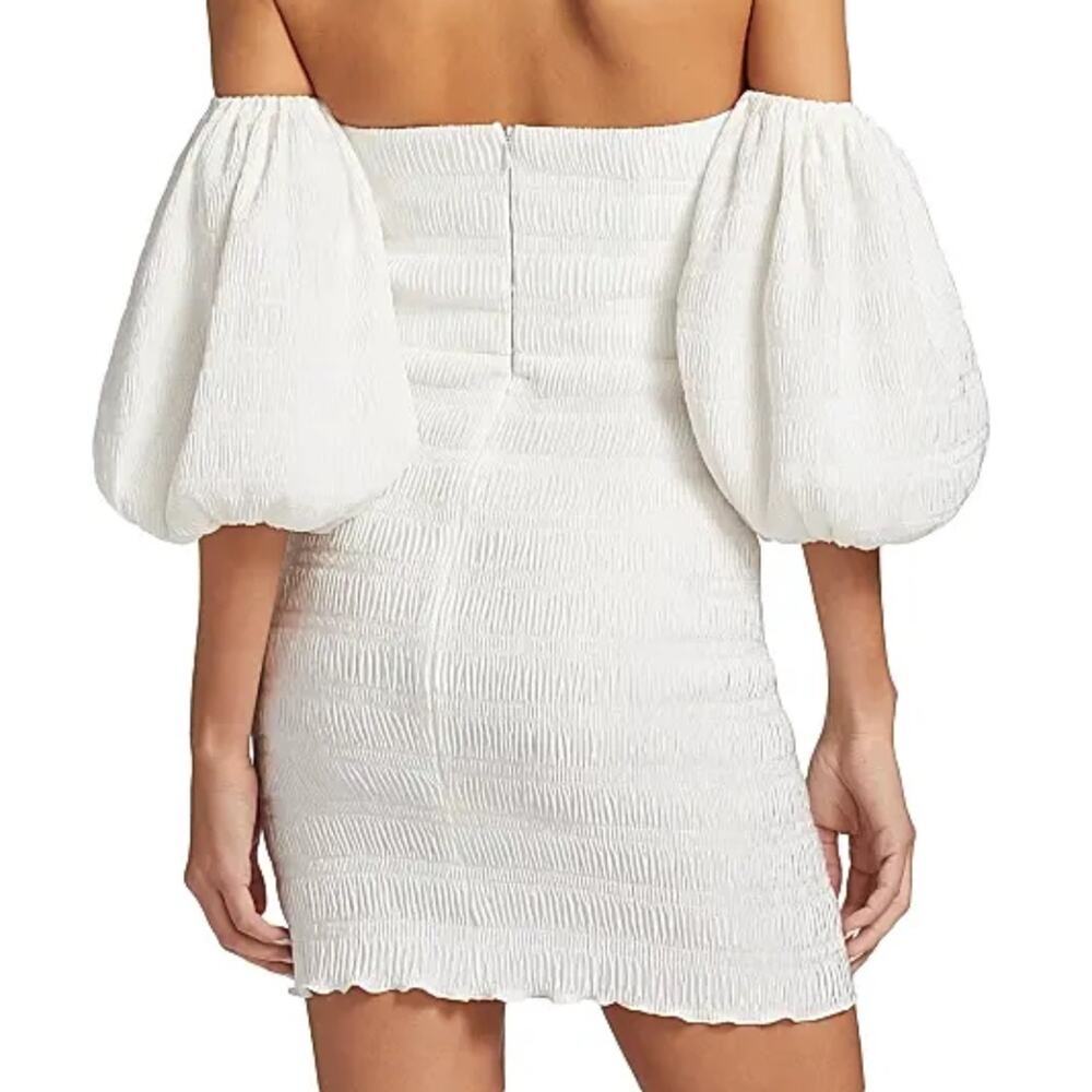 L'IDÉE Women's Art Deco Puff Sleeve Minidress Blanc 14 NWT - Picture 4 of 10